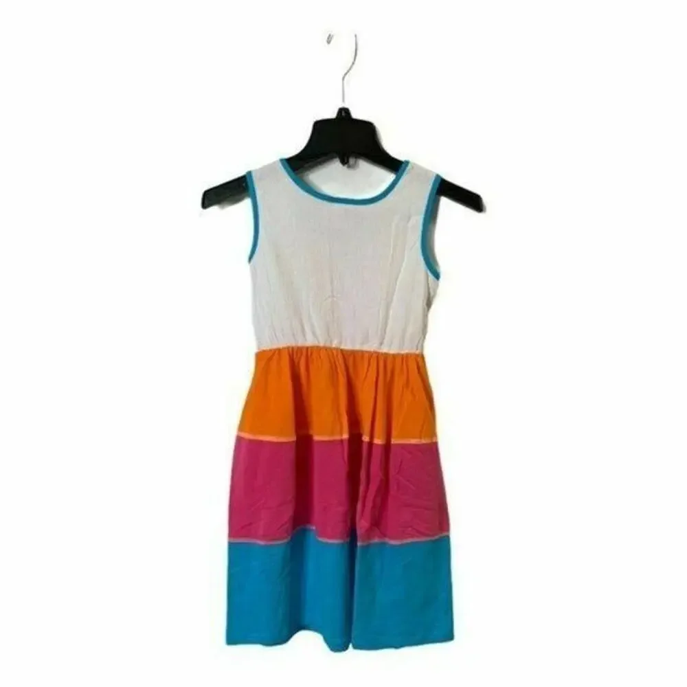 New Jona Michelle Girls Tiered Rainbow Cotton Dress Size 10 Youth Multicolor